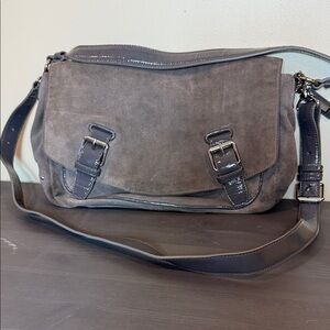 Cole Haan Gray Suede Messenger Bag